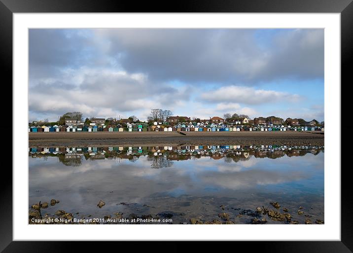 Reflected Beach Huts Framed Mounted Print by Nigel Bangert