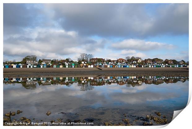 Reflected Beach Huts Print by Nigel Bangert