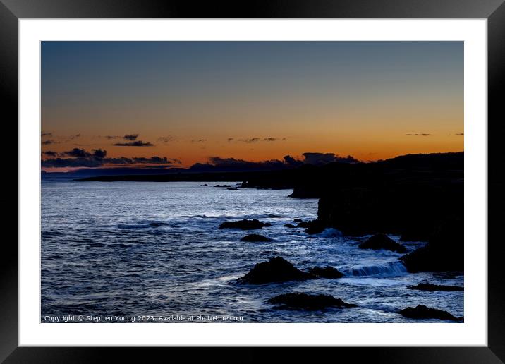 Amber Skies and Icy Waters: Icelandic Sunset Framed Mounted Print by Stephen Young