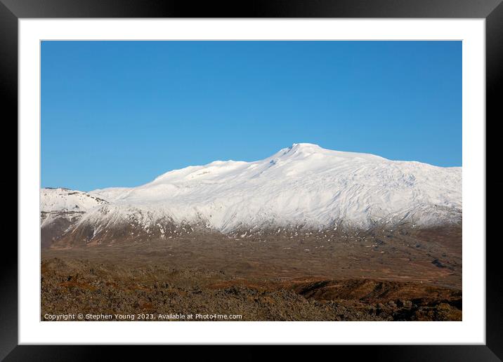 Snowy Silence: Iceland's Minimalist Mountain Majesty Framed Mounted Print by Stephen Young