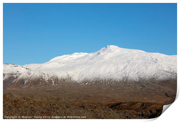 Snowy Silence: Iceland's Minimalist Mountain Majesty Print by Stephen Young