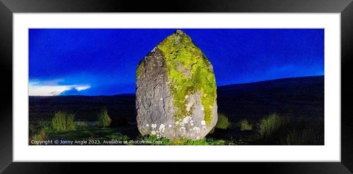 Mean Lila standing stone at dawn  Framed Mounted Print by Jonny Angle