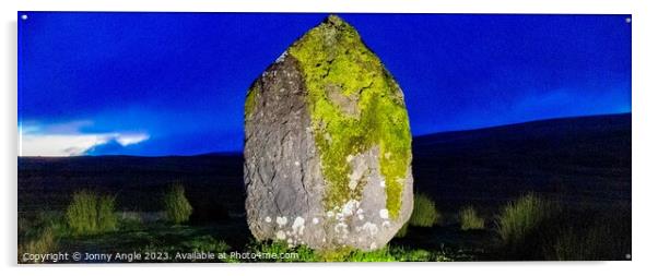 Mean Lila standing stone at dawn  Acrylic by Jonny Angle