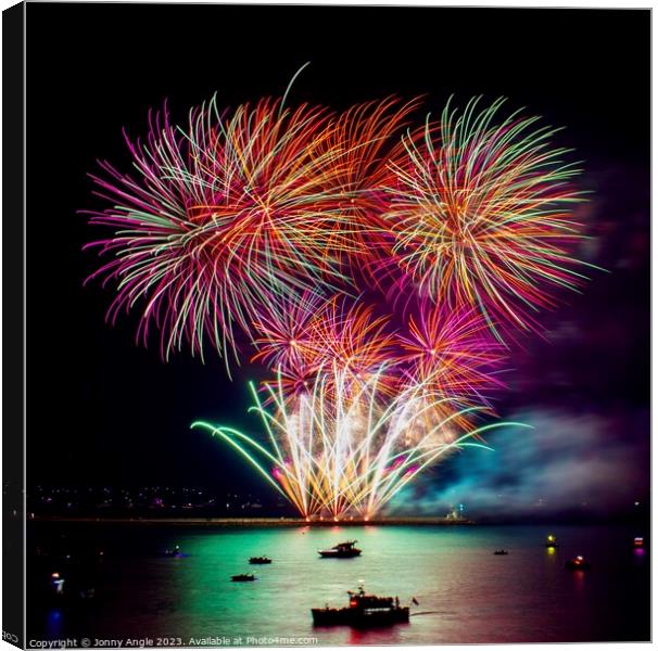 Dark fireworks on Plymouth Hoe  Canvas Print by Jonny Angle
