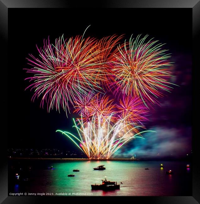 Dark fireworks on Plymouth Hoe  Framed Print by Jonny Angle