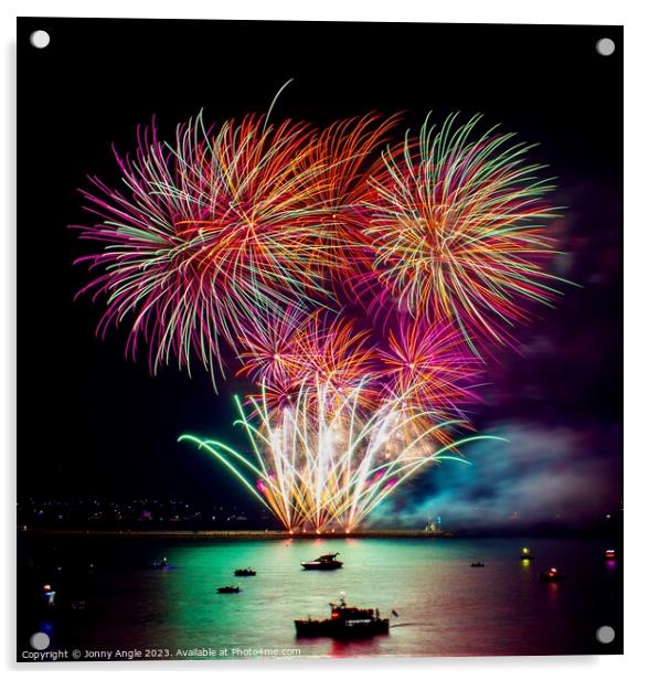 Dark fireworks on Plymouth Hoe  Acrylic by Jonny Angle
