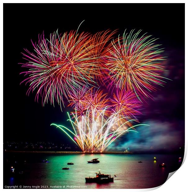 Dark fireworks on Plymouth Hoe  Print by Jonny Angle
