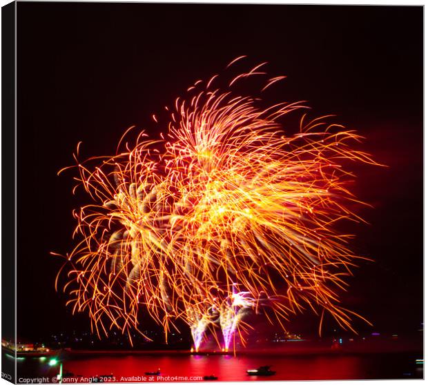 fireworks on the Plymouth hoe  Canvas Print by Jonny Angle