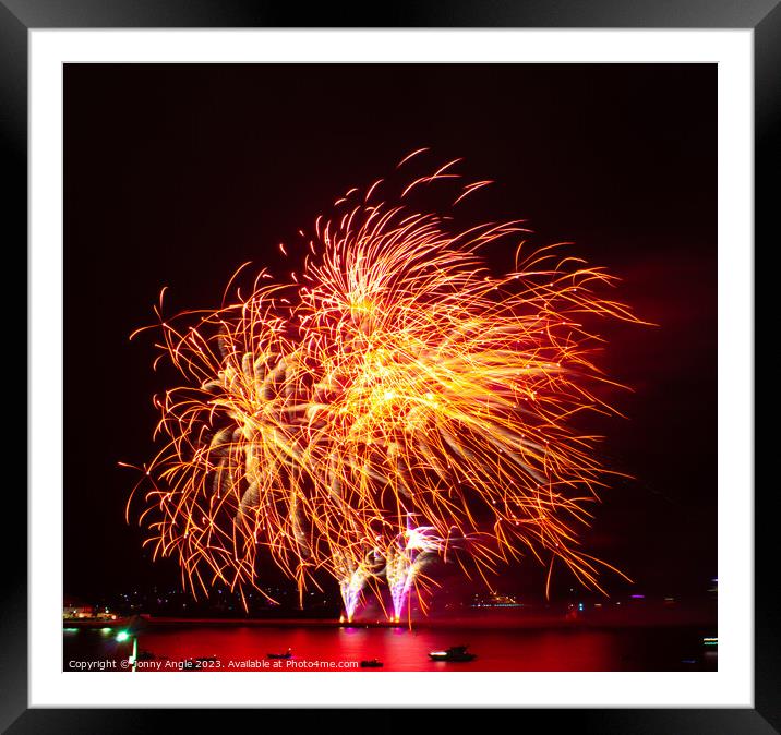 fireworks on the Plymouth hoe  Framed Mounted Print by Jonny Angle