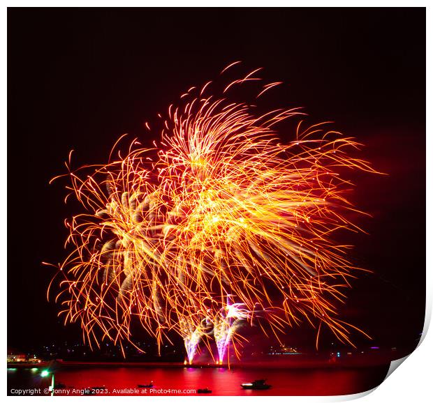 fireworks on the Plymouth hoe  Print by Jonny Angle