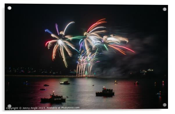 firework display at Plymouth Sound  Acrylic by Jonny Angle
