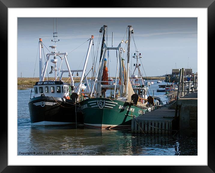 Boys Michael & Lukie Fishing Boats Wells next the  Framed Mounted Print by john hartley