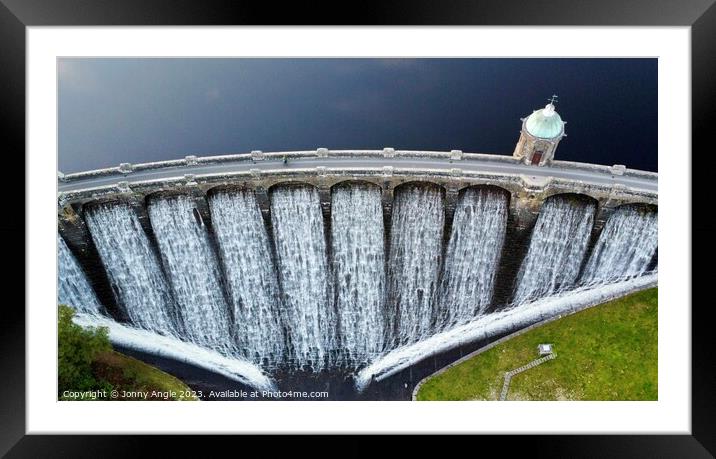 Craig coach Dam with water flowing down over spill Framed Mounted Print by Jonny Angle