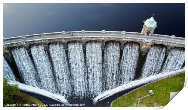 Craig coach Dam with water flowing down over spill Print by Jonny Angle