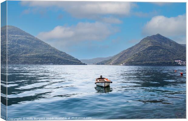 Sailing down the Straits of Kotor  Canvas Print by Holly Burgess