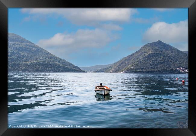 Sailing down the Straits of Kotor  Framed Print by Holly Burgess