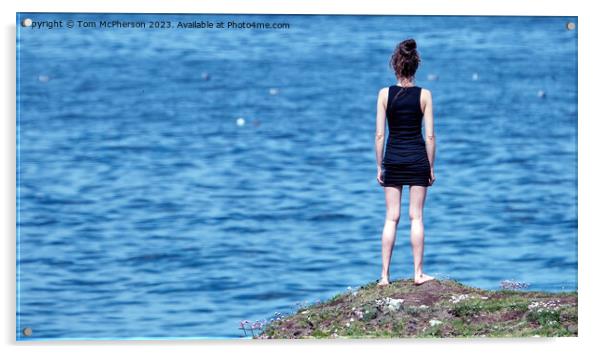 Girl on a Rock Acrylic by Tom McPherson