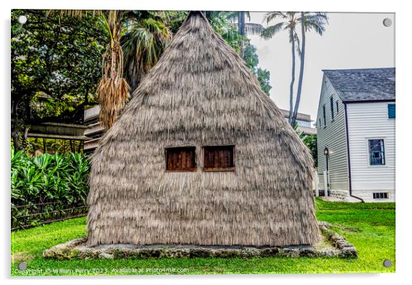 Original Christian Missionary Hut Honolulu Oahu Hawaii Acrylic by William Perry