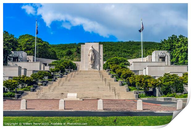 Altar of Freedom Punchbowl National Cemetery Honolulu Hawaii Print by William Perry