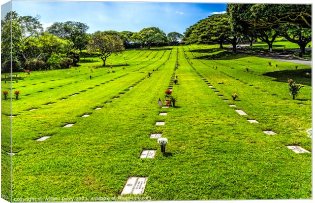 Graves Punchbowl National Cemetery Pacific Honolulu Oahu Hawaii Canvas Print by William Perry