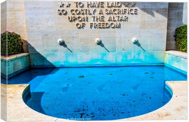 Blue Pool Altar of Freedom Punchbowl National Cemetary Honolulu  Canvas Print by William Perry