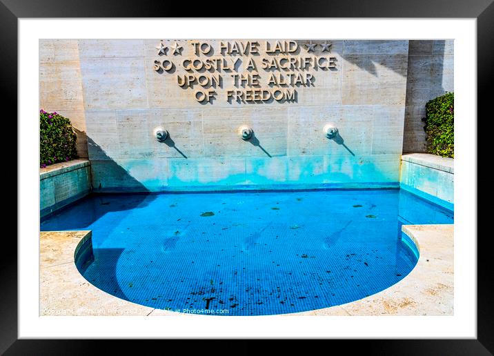 Blue Pool Altar of Freedom Punchbowl National Cemetary Honolulu  Framed Mounted Print by William Perry