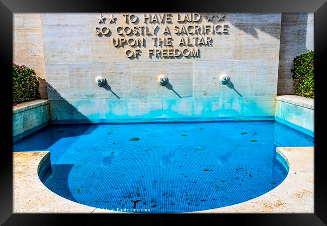 Blue Pool Altar of Freedom Punchbowl National Cemetary Honolulu  Framed Print by William Perry