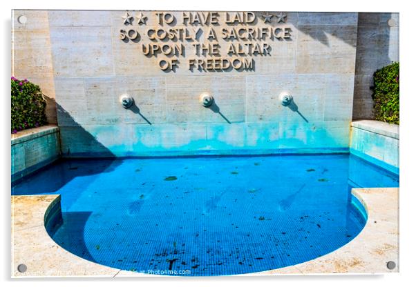 Blue Pool Altar of Freedom Punchbowl National Cemetary Honolulu  Acrylic by William Perry