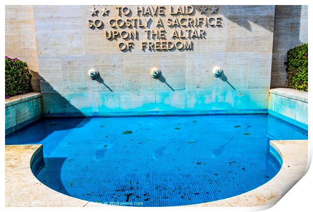 Blue Pool Altar of Freedom Punchbowl National Cemetary Honolulu  Print by William Perry