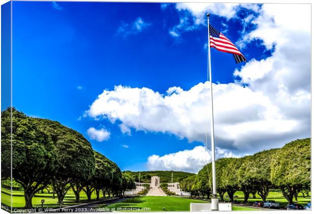 Entrance Punchbowl National Cemetery Honolulu Oahu Hawaii Canvas Print by William Perry