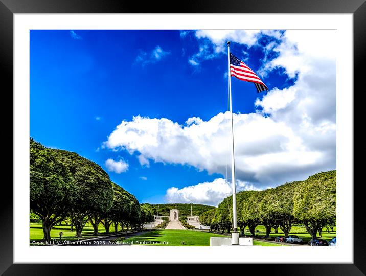 Entrance Punchbowl National Cemetery Honolulu Oahu Hawaii Framed Mounted Print by William Perry
