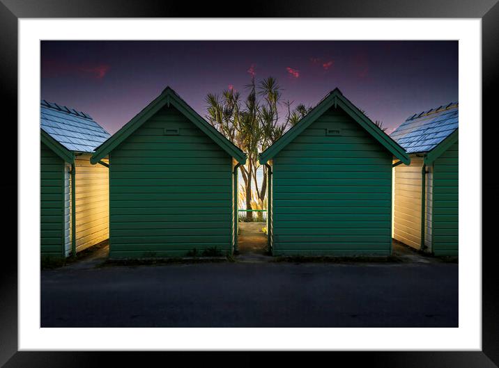 Beach huts at Langland Framed Mounted Print by Leighton Collins