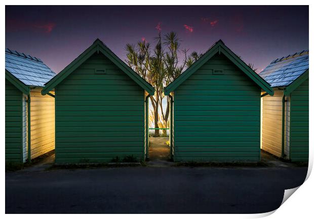 Beach huts at Langland Print by Leighton Collins