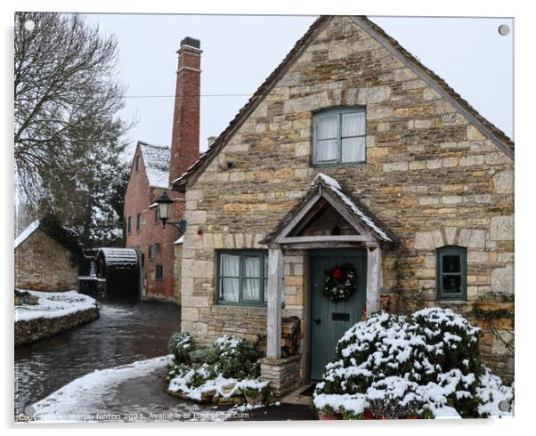 Christmas cottage Acrylic by Martin fenton