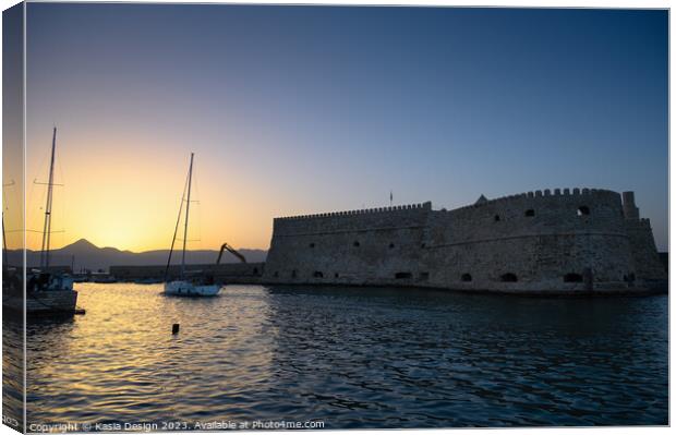 Returning at Dusk to Heraklion Harbour Canvas Print by Kasia Design