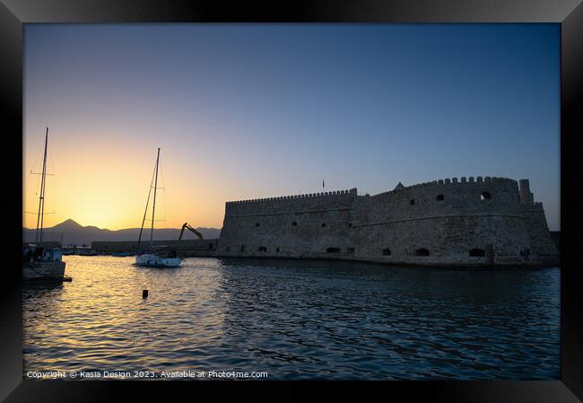 Returning at Dusk to Heraklion Harbour Framed Print by Kasia Design