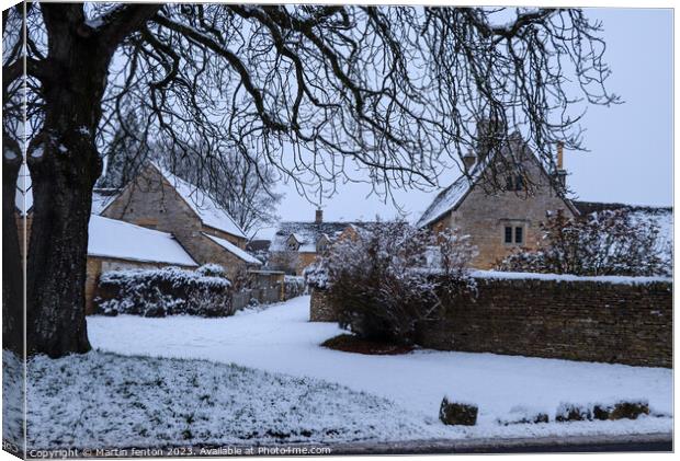 Winter in Lower Slaughter Canvas Print by Martin fenton