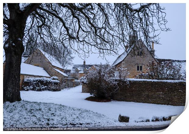 Winter in Lower Slaughter Print by Martin fenton