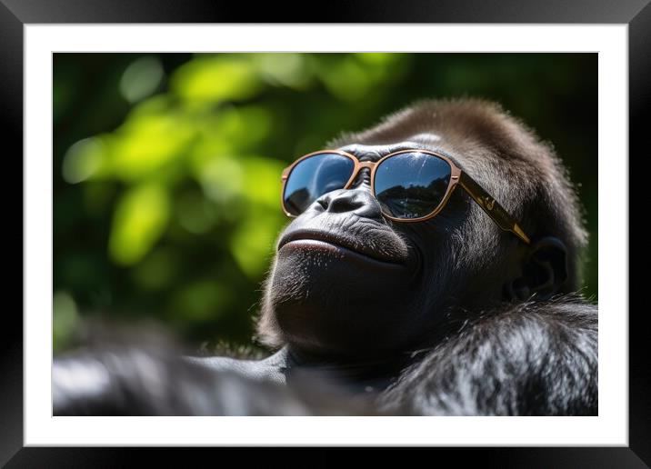 Gorilla chilling and having a good time. Framed Mounted Print by Michael Piepgras