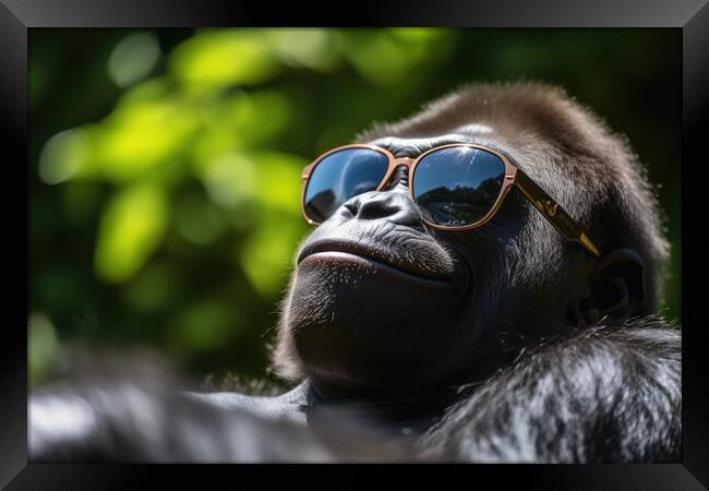 Gorilla chilling and having a good time. Framed Print by Michael Piepgras