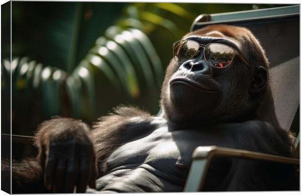 Gorilla chilling and having a good time. Canvas Print by Michael Piepgras