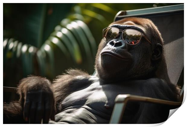 Gorilla chilling and having a good time. Print by Michael Piepgras