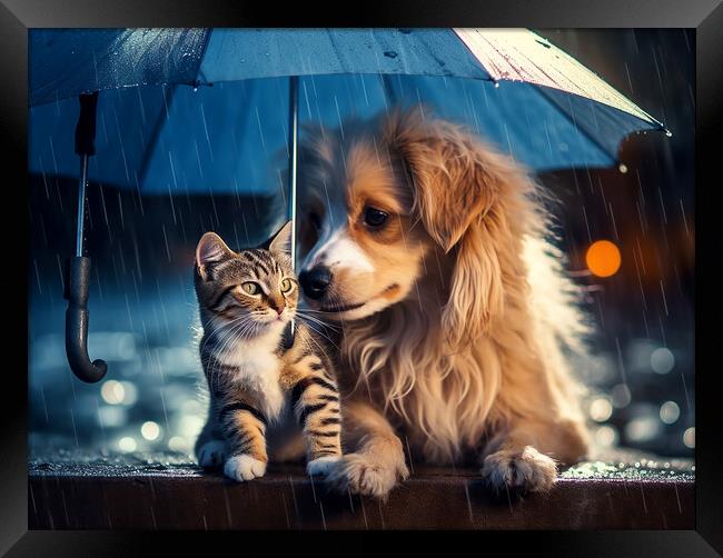 Raining Cats And Dogs Framed Print by Steve Smith