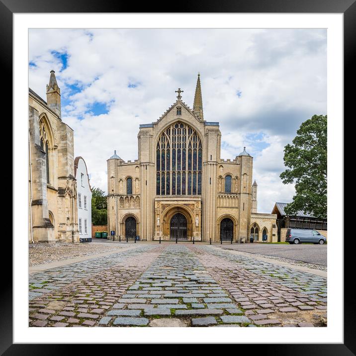 Cobbled lines lead to Norwich Cathedral Framed Mounted Print by Jason Wells
