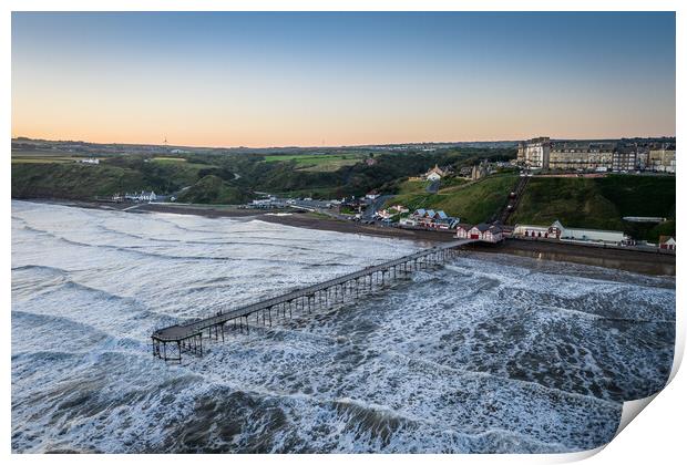 Saltburn Pier Kissed By The Waves Print by Apollo Aerial Photography