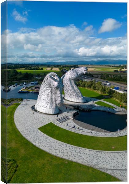 The Kelpies From The Air Canvas Print by Apollo Aerial Photography