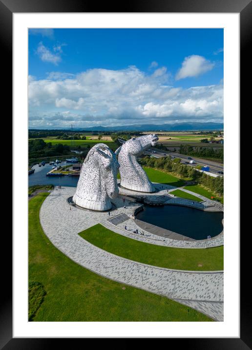 The Kelpies From The Air Framed Mounted Print by Apollo Aerial Photography