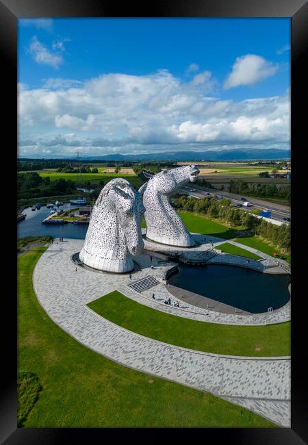 The Kelpies From The Air Framed Print by Apollo Aerial Photography