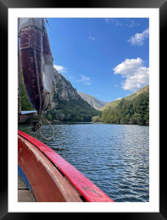 Boat ride on Lake Matka, North Macedonia Framed Mounted Print by Lensw0rld 