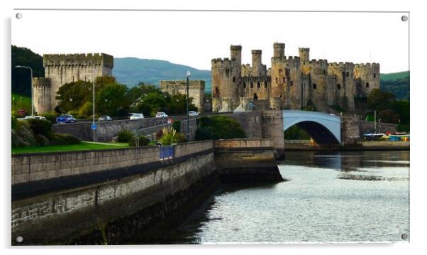 Conwy Castle and river Acrylic by Mark Chesters